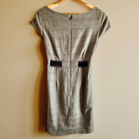 Studio 1 EUC a line dress grey body,black & white bow tie belt,Midi, SZ 6P - Picture 3 of 4